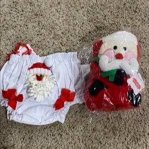Santa diaper cover and Santa Blanket New